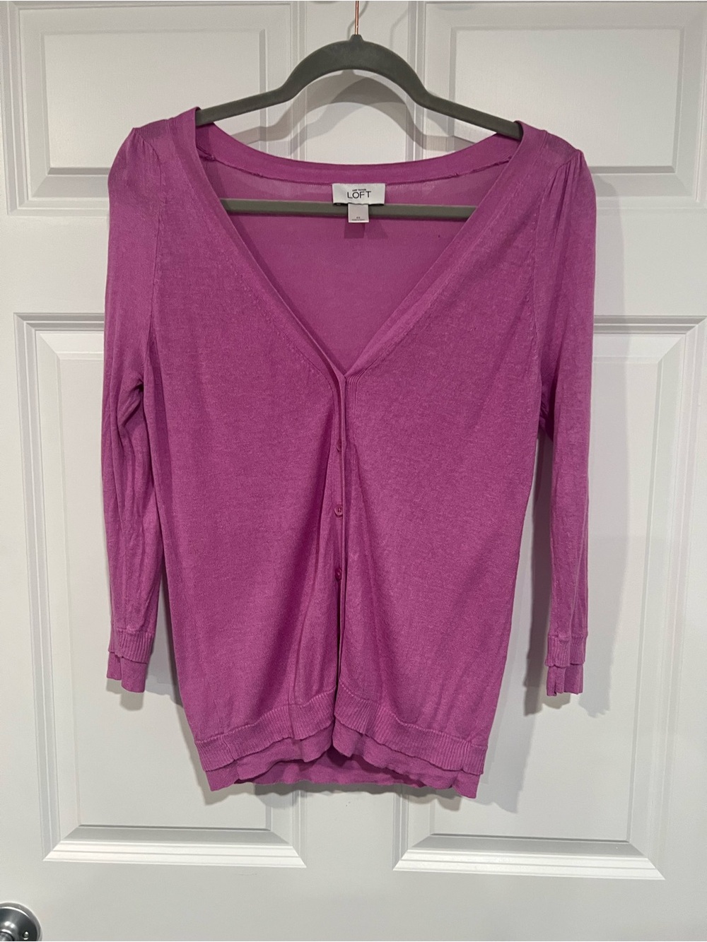 LOFT Pink Button-Front Lightweight Cardigan